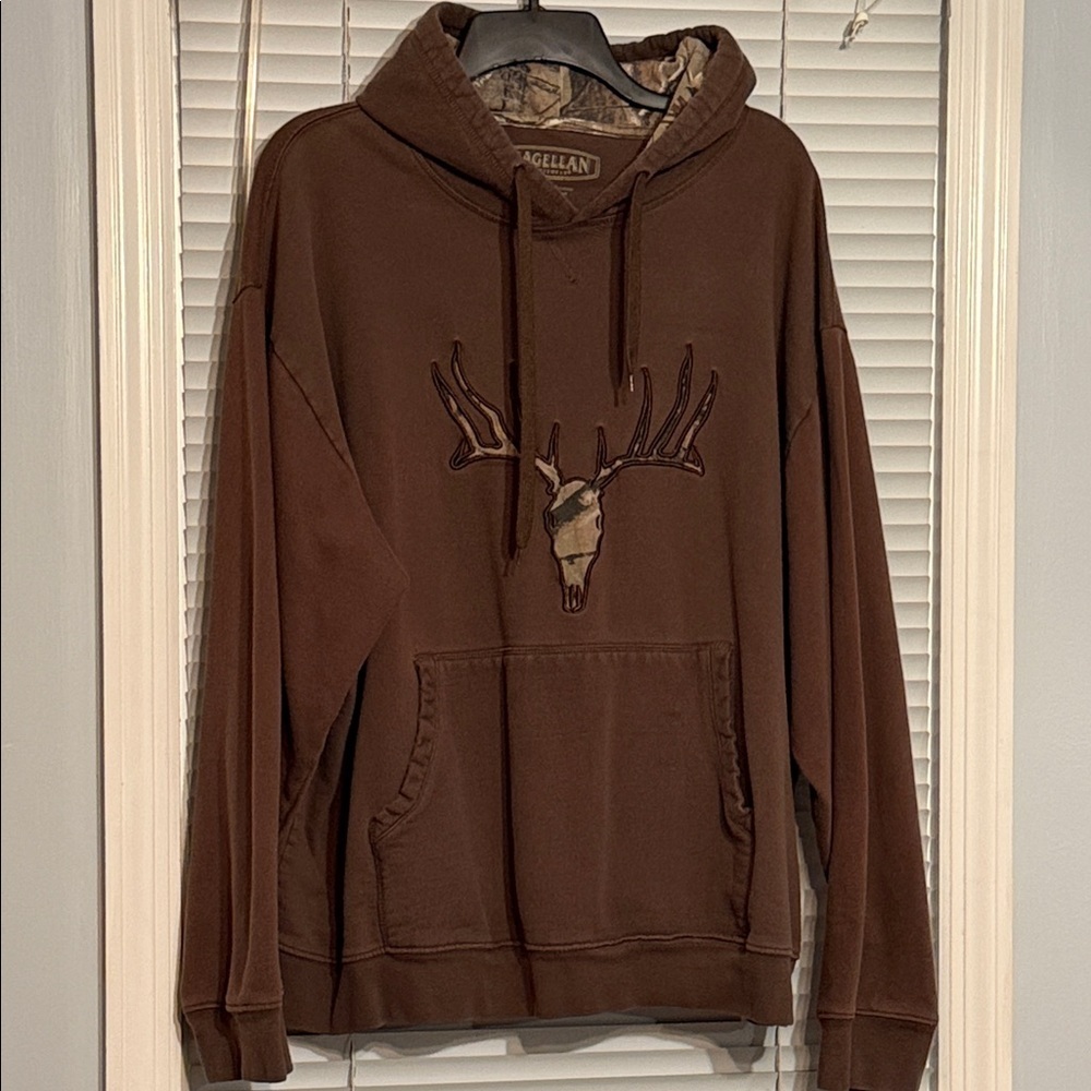 Magellan Outdoors Dark Brown Hoodie with Antler Graphic
